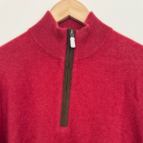 Brooks Brothers Men's Zip-Up Sweater in Red - Picture 3 of 5